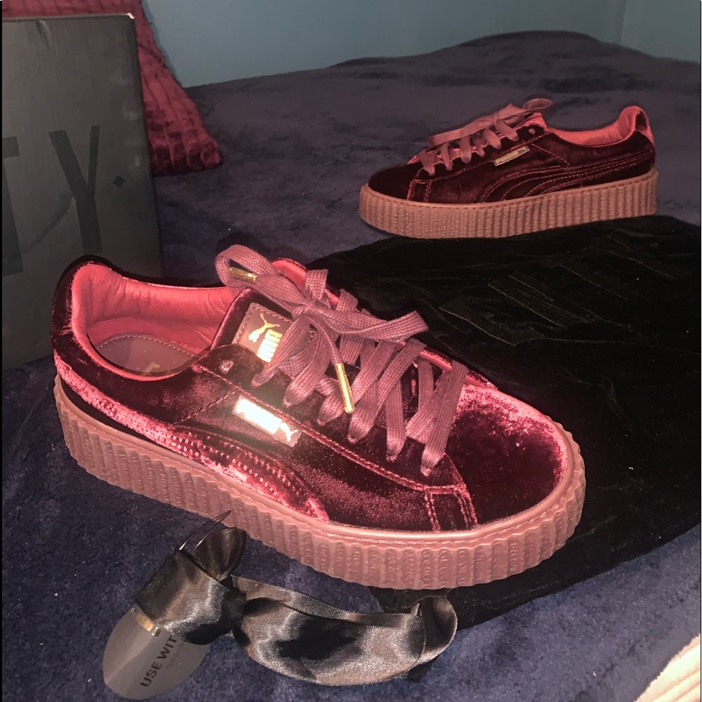 Maroon Velvet Fenty by Rihanna Creepers
